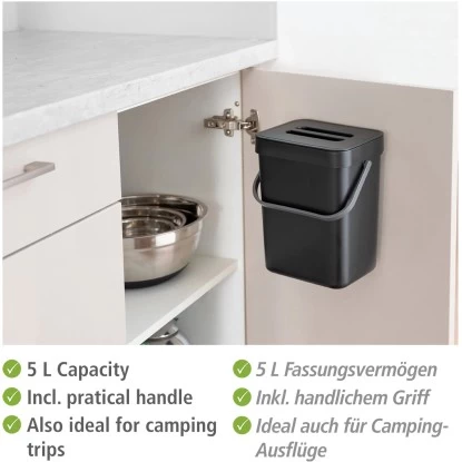 Wenko Abfallsammler Mit Griff Tago Black Outdoor Kitchen 5 L â Bild 5