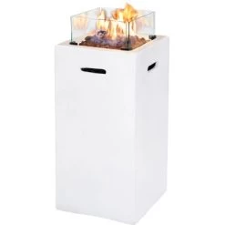 Amare Gas-Feuerstelle Für Den Außenbereich Quadratisch Weiß